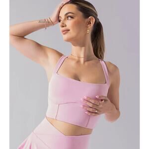 Popflex Active Daphne Corset Crop Top in Bubblegum Pink M NWOT